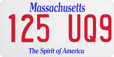 MA license plate 125UQ9