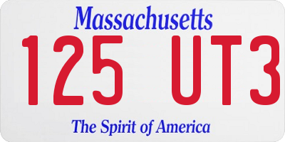 MA license plate 125UT3