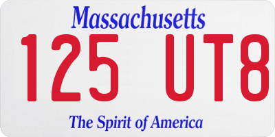 MA license plate 125UT8