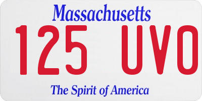 MA license plate 125UV0