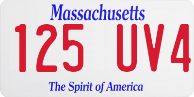 MA license plate 125UV4