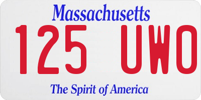 MA license plate 125UW0