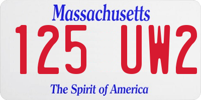 MA license plate 125UW2