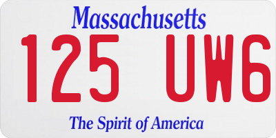 MA license plate 125UW6