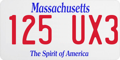 MA license plate 125UX3