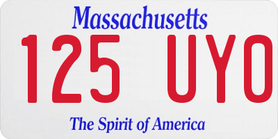 MA license plate 125UY0