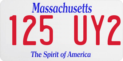 MA license plate 125UY2