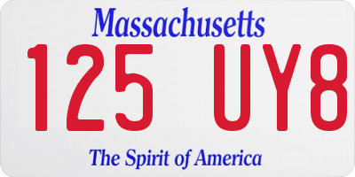 MA license plate 125UY8