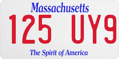 MA license plate 125UY9