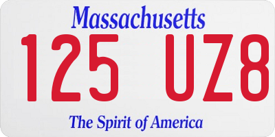 MA license plate 125UZ8