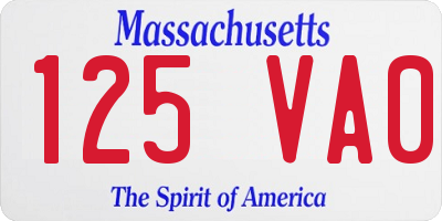 MA license plate 125VA0
