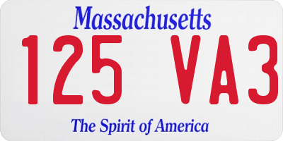 MA license plate 125VA3