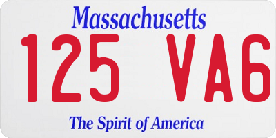 MA license plate 125VA6