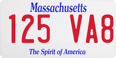 MA license plate 125VA8