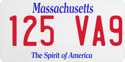 MA license plate 125VA9