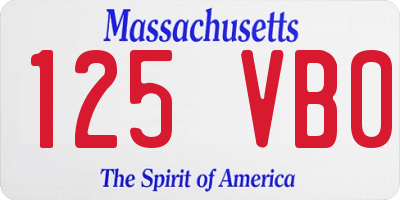 MA license plate 125VB0