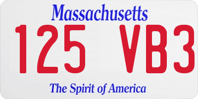 MA license plate 125VB3