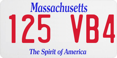 MA license plate 125VB4