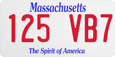 MA license plate 125VB7
