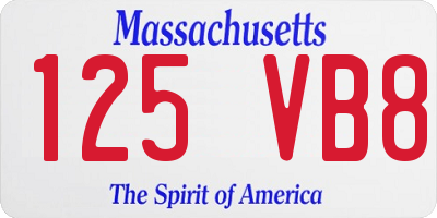 MA license plate 125VB8