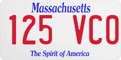MA license plate 125VC0