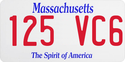 MA license plate 125VC6