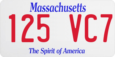 MA license plate 125VC7