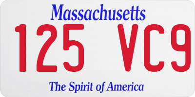 MA license plate 125VC9