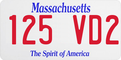 MA license plate 125VD2