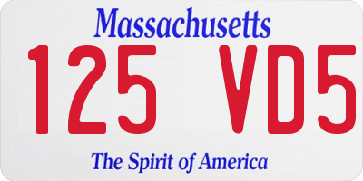 MA license plate 125VD5