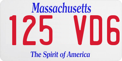 MA license plate 125VD6