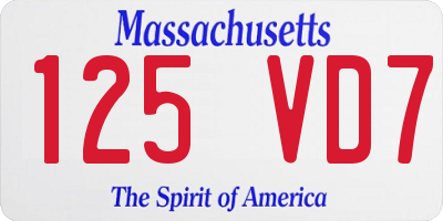 MA license plate 125VD7