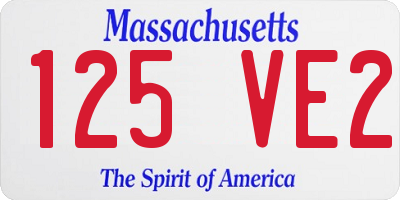 MA license plate 125VE2
