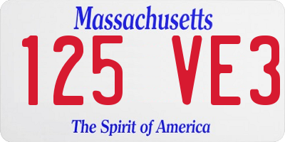 MA license plate 125VE3