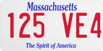 MA license plate 125VE4