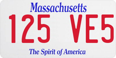 MA license plate 125VE5