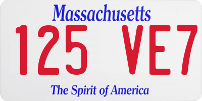 MA license plate 125VE7