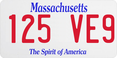 MA license plate 125VE9