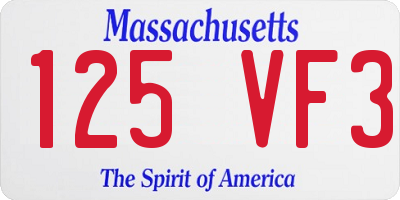 MA license plate 125VF3