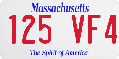 MA license plate 125VF4