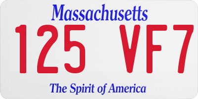 MA license plate 125VF7