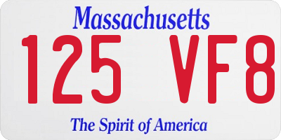 MA license plate 125VF8