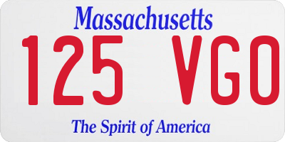 MA license plate 125VG0