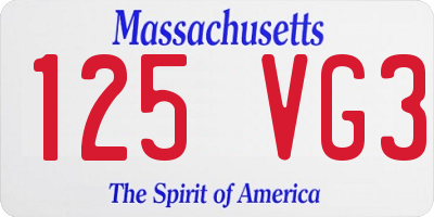 MA license plate 125VG3