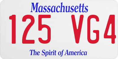 MA license plate 125VG4