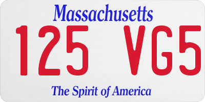 MA license plate 125VG5