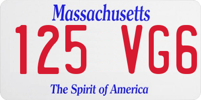 MA license plate 125VG6