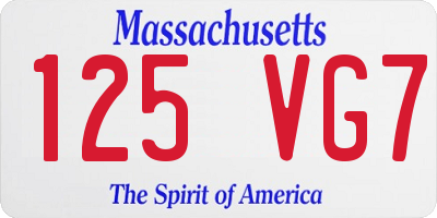 MA license plate 125VG7