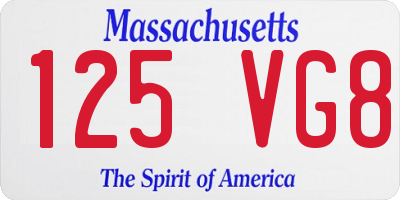 MA license plate 125VG8