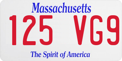 MA license plate 125VG9